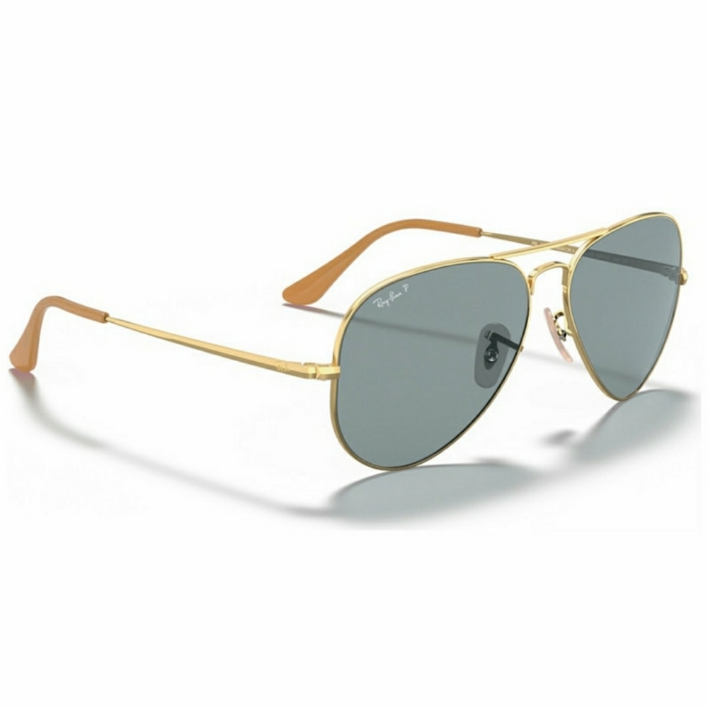 Ray Ban AVIATOR II Gold/Blue POLARIZED RB3689 9064S2 58 Aviator SUNGLASSES